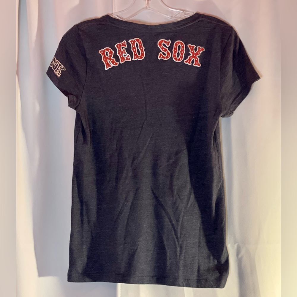 PINK Victoria’s Secret  Woman’s V Neck Boston Red Sox T Shirt Size L Gem Detail - Picture 4 of 5